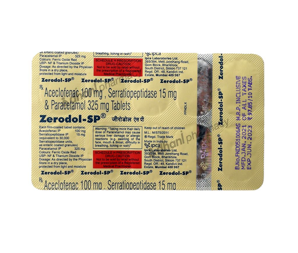 Zerodol Sp Tablet 10 10 Tablet In A Strip Benefits Dosag